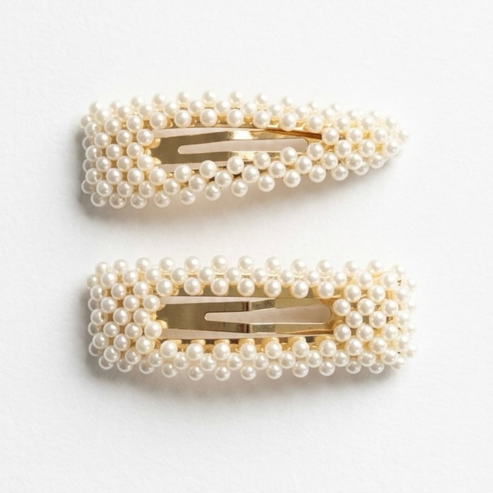 Pearl Beaded Hair Barrettes Set – Coquette Bridal Balletcore Clips Accessory